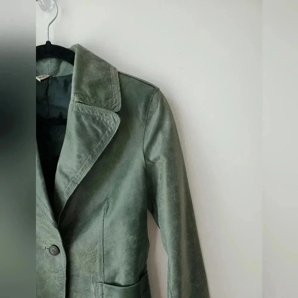 Part two 70's vibe green olive suede leather jacket - Picture 4 of 15
